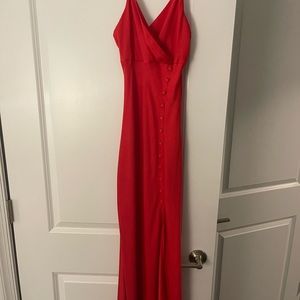 Red mid length silk Zara dress